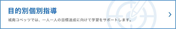 目的別個別指導 城南コベッツでは、一人一人の目標達成に向けて学習をサポートします。